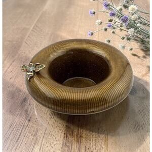 Jay Strongwater Gold Enameled Tea Candle Holder/ Dish Swarovski Crystal Bee